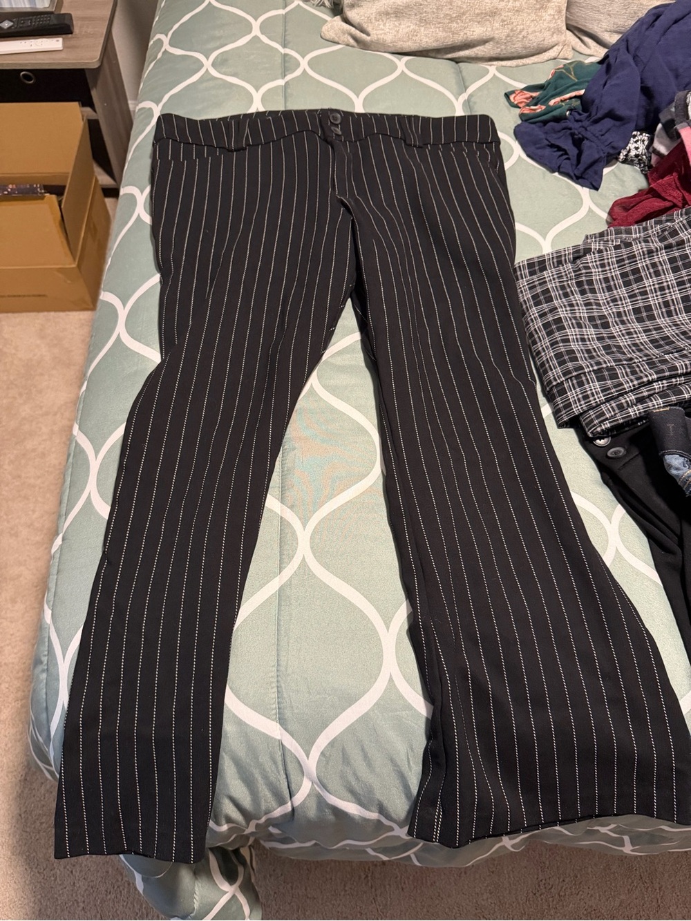 torrid Black Pinstripe Wide-Leg Trousers